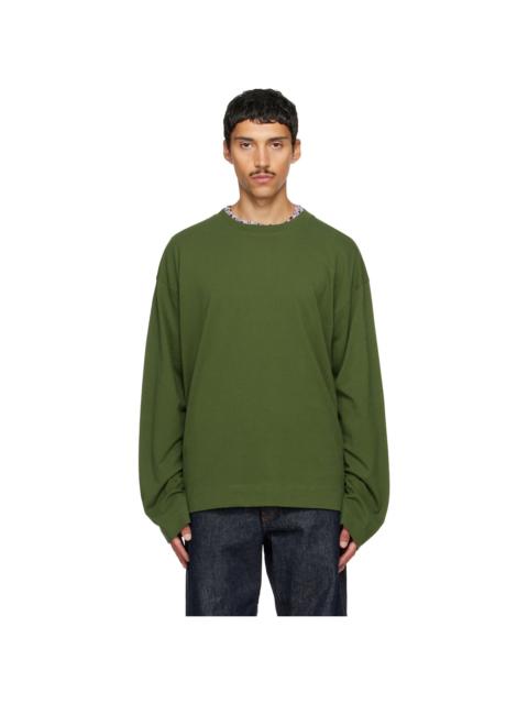 Dries Van Noten Green Long Sleeve Cotton T-shirt