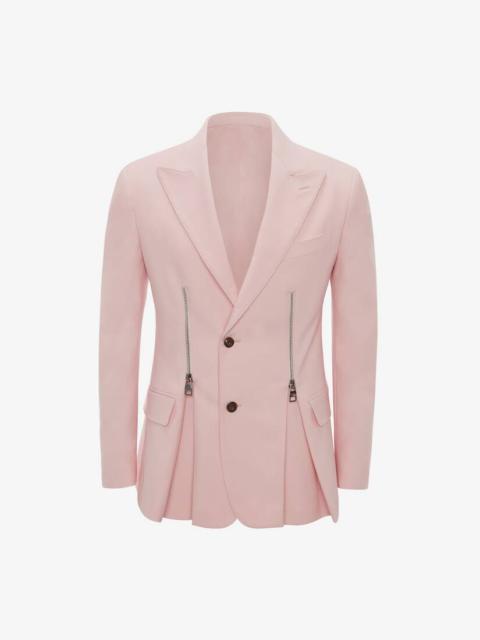 Alexander McQueen Zip Detail Peplum Jacket in Ice Pink