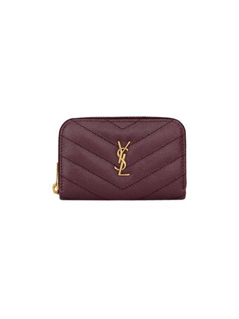SAINT LAURENT Women's Grain De Poudre Leather Cassandre Change Purse - Rouge Cabernet