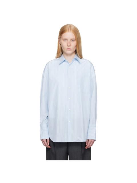 AURALEE Blue Suvin High Count Cloth Stripe Shirt