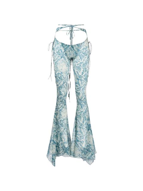 KNWLS Glimmer graphic-print flared trousers