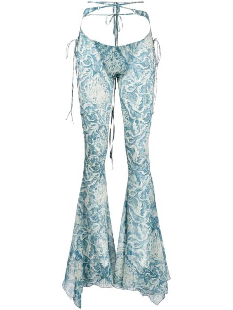 KNWLS Glimmer graphic-print flared trousers