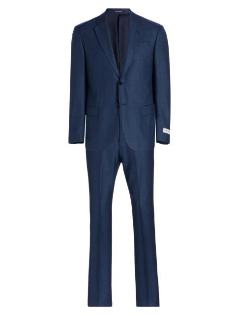 EMPORIO ARMANI Men's Check Wool-Silk Suit - Blue