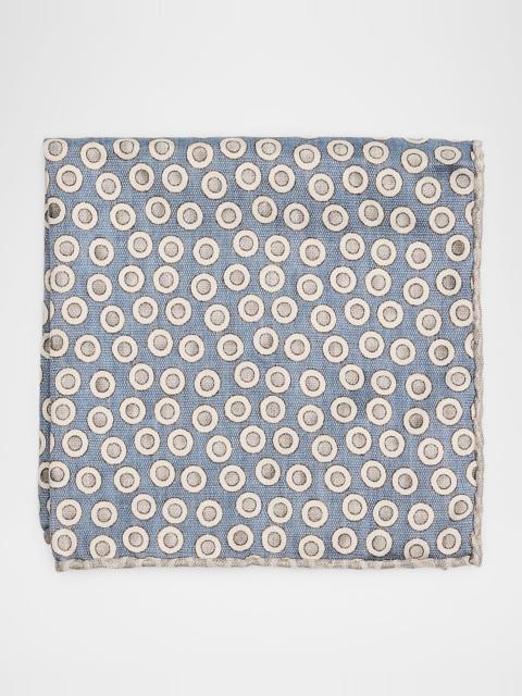 Brunello Cucinelli Men's Geometric Circle Silk Pocket Square