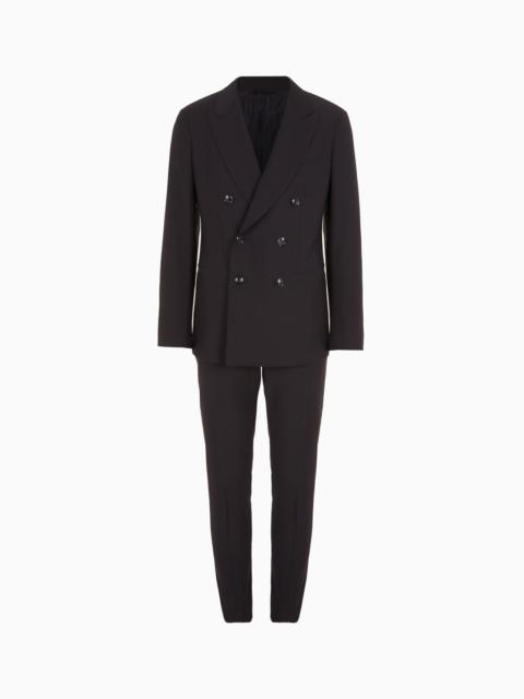 GIORGIO ARMANI LINEA NAPOLI DOUBLE-BREASTED VIRGIN WOOL TWILL DRESS