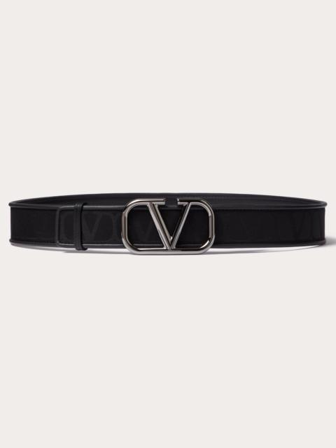 Valentino TOILE ICONOGRAPHE BELT IN TECHNICAL FABRIC WITH LEATHER DETAILS