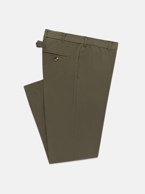 J. PRESS OLIVE CINCH-BACK COTTON CHINO TROUSER - TRIM FIT