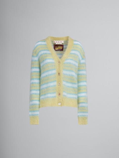 Marni MOHAIR CARDIGAN WITH GREEN STRIPES