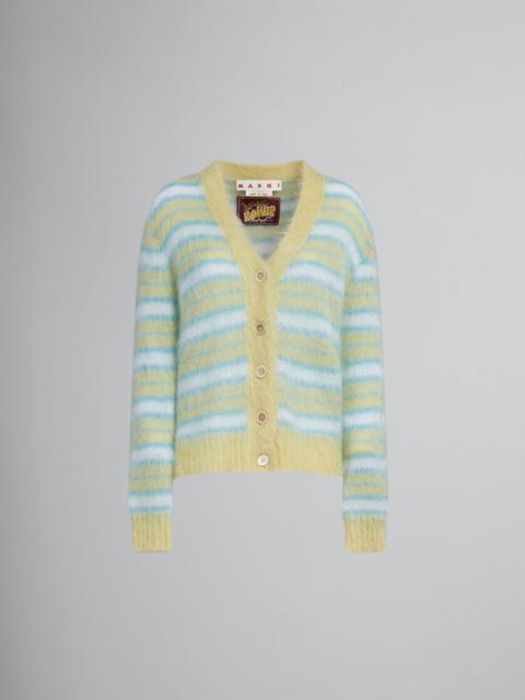 Marni MOHAIR CARDIGAN WITH GREEN STRIPES