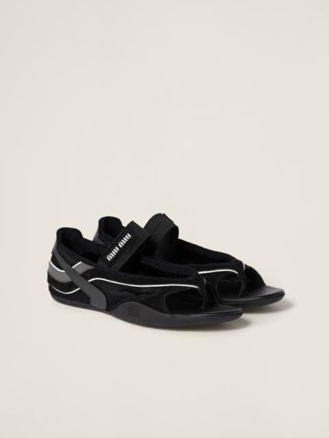 Miu Miu Gymnasium technical fabric thong ballerinas
