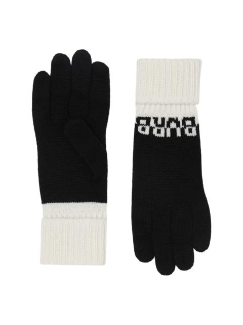 Burberry Logo Intarsia Two-tone Cashmere Gloves