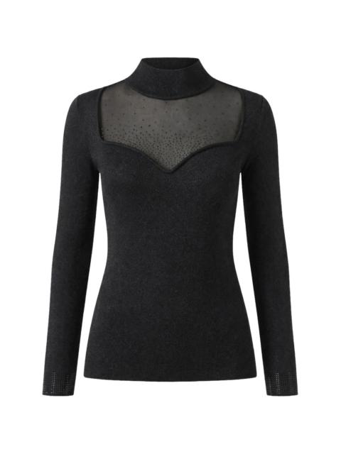 GUESS USA embellished sheer-panel sweater