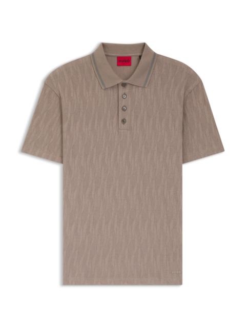 HUGO STRIPE-COLLAR POLO SHIRT IN COTTON JACQUARD