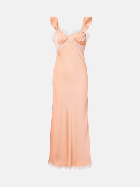 FAITHFULL Sella lace-trimmed satin maxi dress