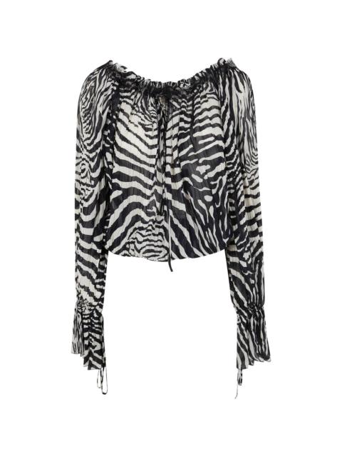Blumarine long-sleeve animal-print blouse