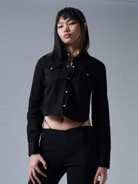 DSQUARED2 BLACK BULL WASH ICON WESTERN CROPPED SHIRT