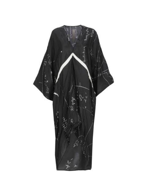 Rick Owens V-neck print asymmetric dress