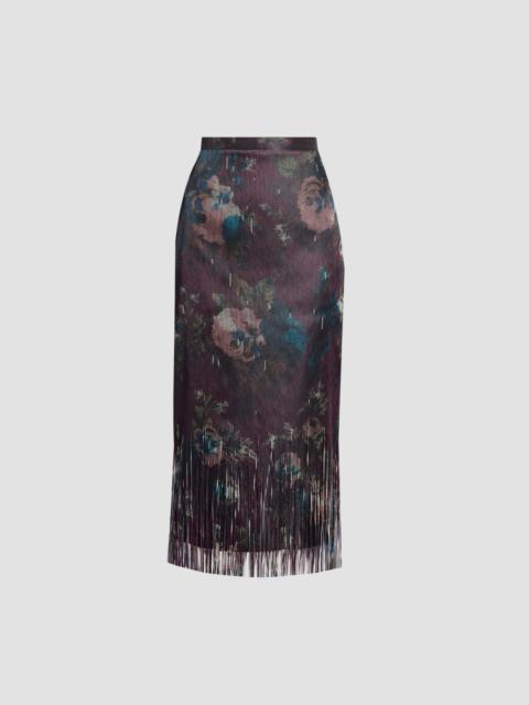 Erdem FLORA FRINGE JACQUARD PENCIL MIDI SKIRT