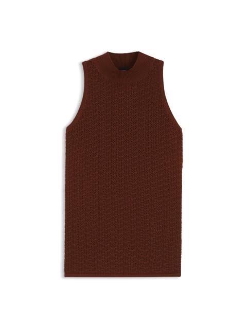 BOSS KNITTED COTTON TOP WITH MICRO-LACE STRUCTURE