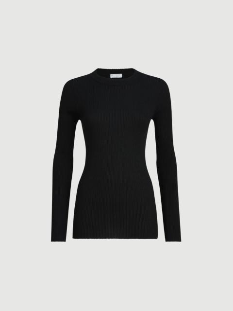 Brunello Cucinelli Sparkling cashmere 및 실크 늑골 니트 경량 스웨터