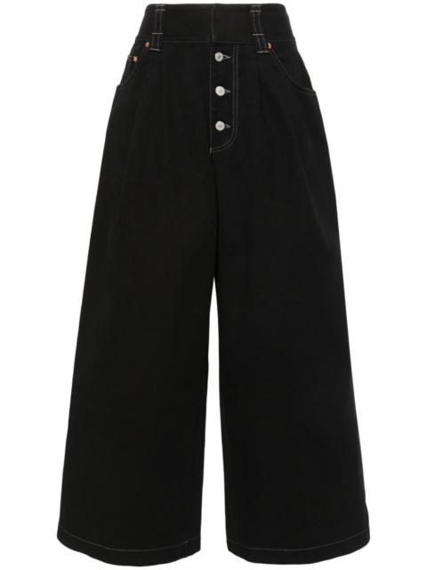 GUCCI logo-tag oversized cotton wide-leg jeans