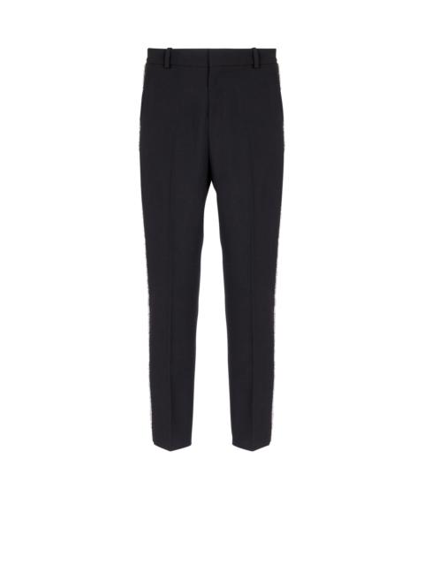 Embroidered grain de poudre trousers