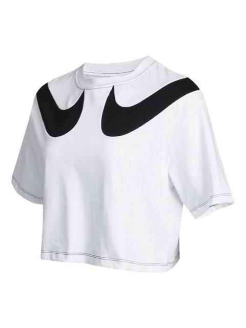 (WMNS) Nike Sportswear Swoosh Short Round-neck White DD5591-100