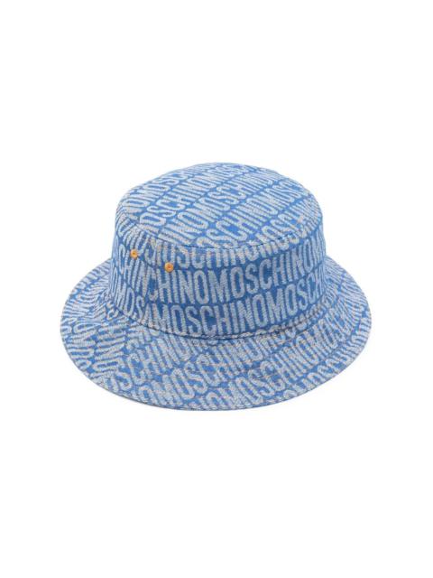 jacquard-logo denim bucket hat