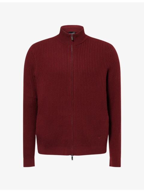 EMPORIO ARMANI Stripe Zip-Through Cashmere Jacket