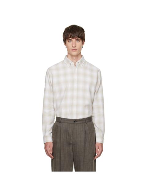 BOSS Beige Regular-Fit Button-Down Check Flannel Shirt