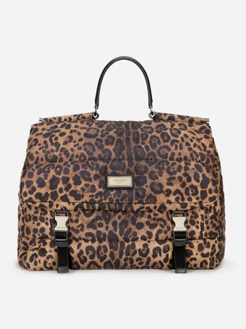Dolce & Gabbana Leopard-print Sicily travel bag in quilted nylon