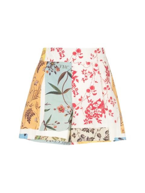 Oscar de la Renta patchwork floral shorts