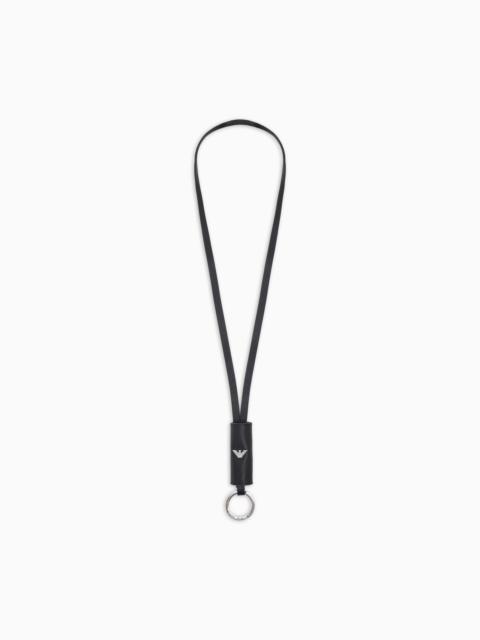 EMPORIO ARMANI ASV REGENERATED SAFFIANO LANYARD KEYRING