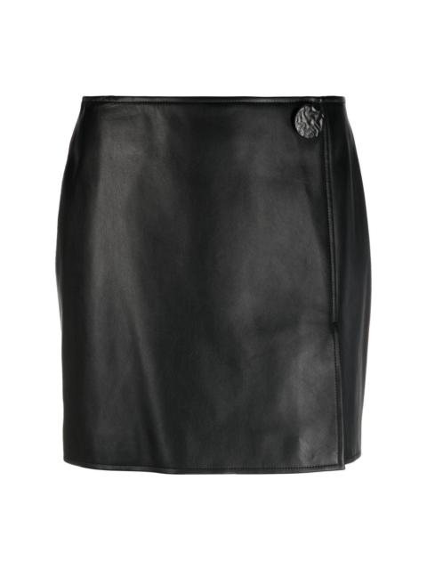 straight faux-leather mini-skirt