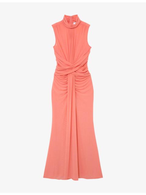 REISS Starla Ruched Sleeveless Stretch-Woven Maxi Dress