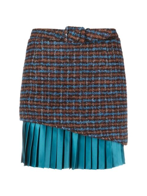 layered  checked mini skirt