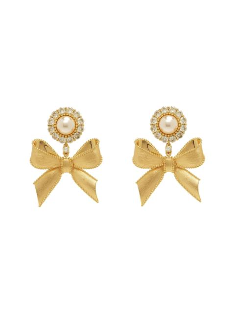 SHUSHU/TONG YVMIN Edition Bowknot Faux-Pearl Flower Earrings