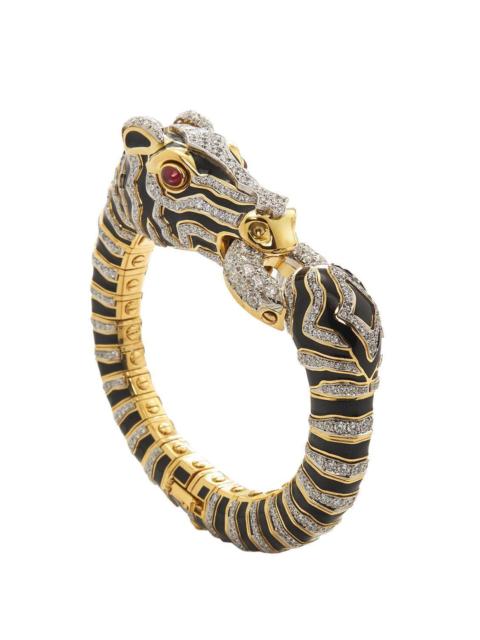 DAVID WEBB Diamond Black White Zebra Bracelet