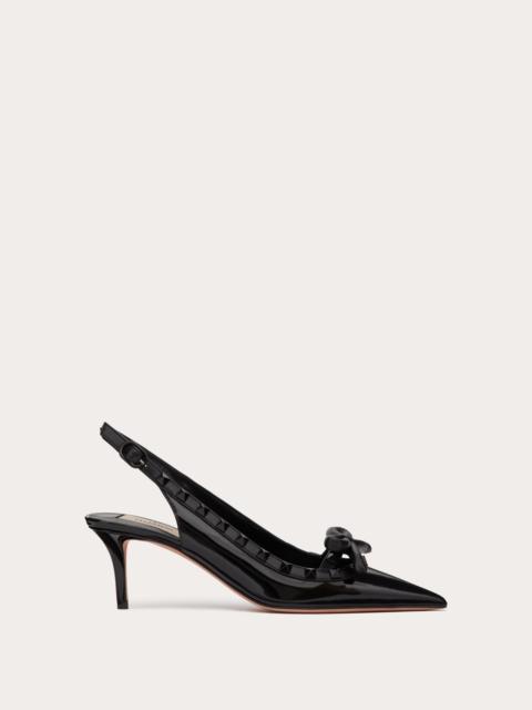 ROCKSTUD BOW SLINGBACK PUMP IN PATENT LEATHER WITH MATCHING STUDS 60MM
