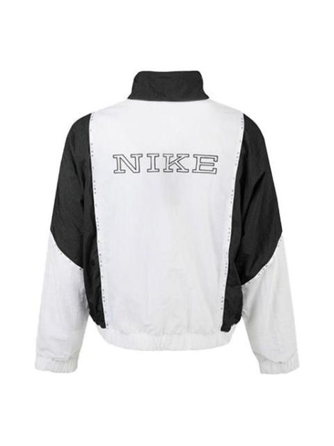 Nike (WMNS) Nike Sportswear Full-length zipper Cardigan Splicing Contrasting Colors Woven Jacket White CJ