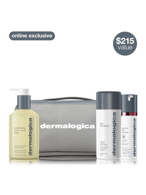 Dermalogica men's daily face + body skin care routine set (3 full-size + bag)