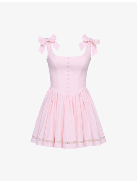 House of CB Lyla Bow-Embellished Stretch-Cotton Mini Dress