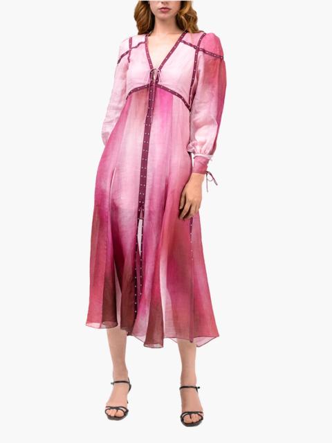 Marchesa STUDDED OMBRE MIDI DRESS