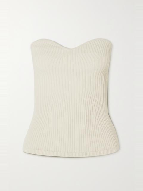 Lucie strapless ribbed-knit top