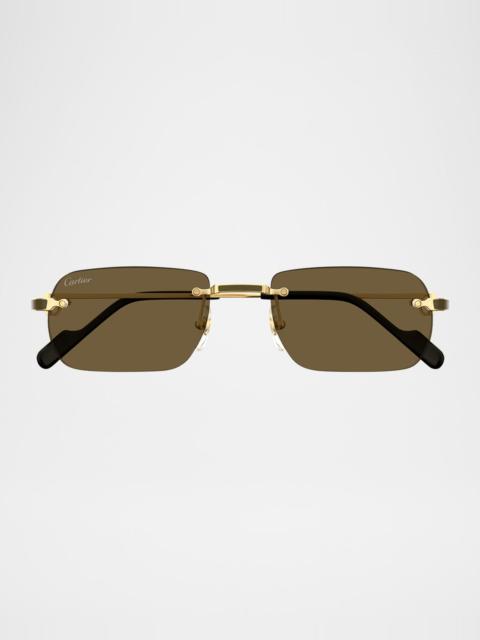 Cartier Men's CT0497SM Metal Rectangle Sunglasses