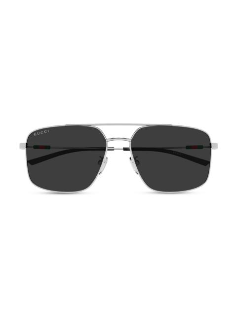 GUCCI Men's Light Details 59MM Square Sunglasses - Silver Black