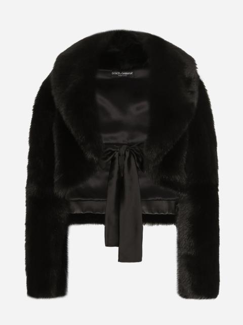 Dolce & Gabbana Short lambskin jacket with belt