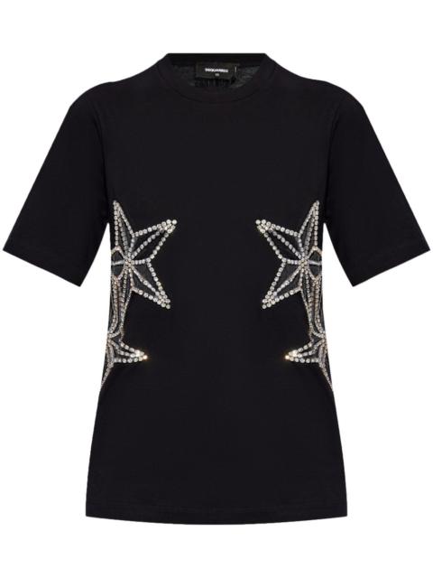 DSQUARED2 crystal-embellished 코튼 티셔츠