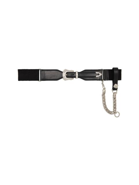 TOGA PULLA Black Leather Chain Belt