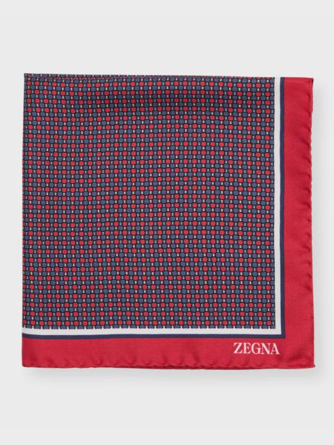 ZEGNA Men's Pinpoint Quadri Colorati Silk Pocket Square